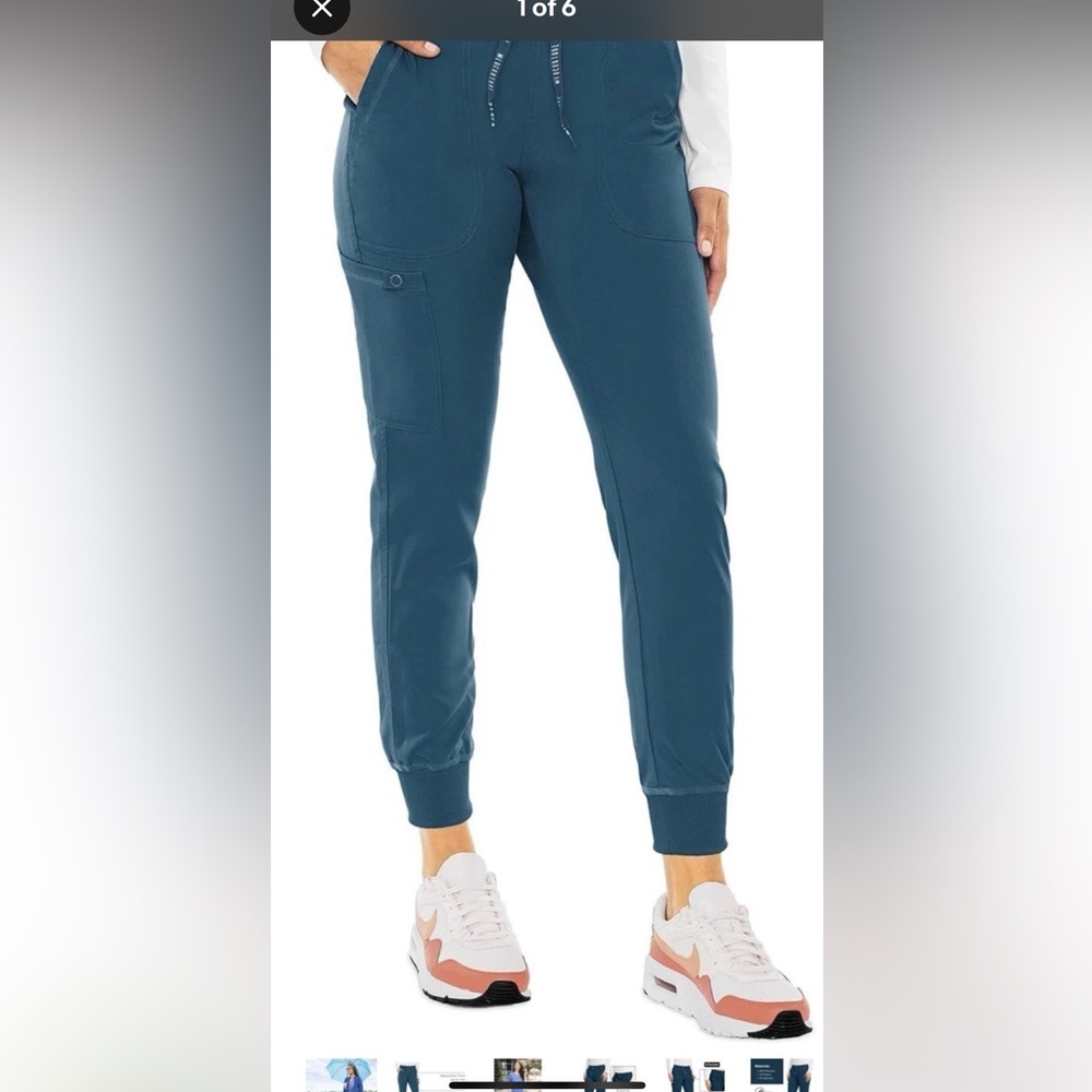 Med Couture women’s jogger style scrub pants, 5 pocket, drawstring, size Sm, new